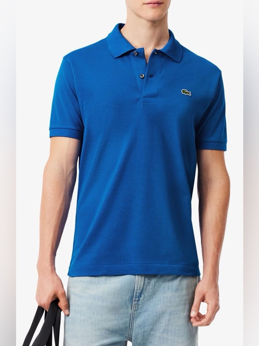 Lacoste Men’s Blue Pique Polo with Crocodile Logo